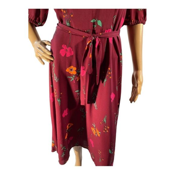 Donna Morgan Women's Bordeaux Electric Pink Multi Floral HighLow Dress size 12 - Picture 3 of 16